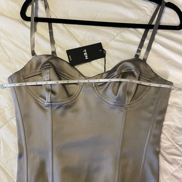 NWT Aritzia Dazzle Satin Bustier Top Ashen Size 10 - Picture 6 of 8